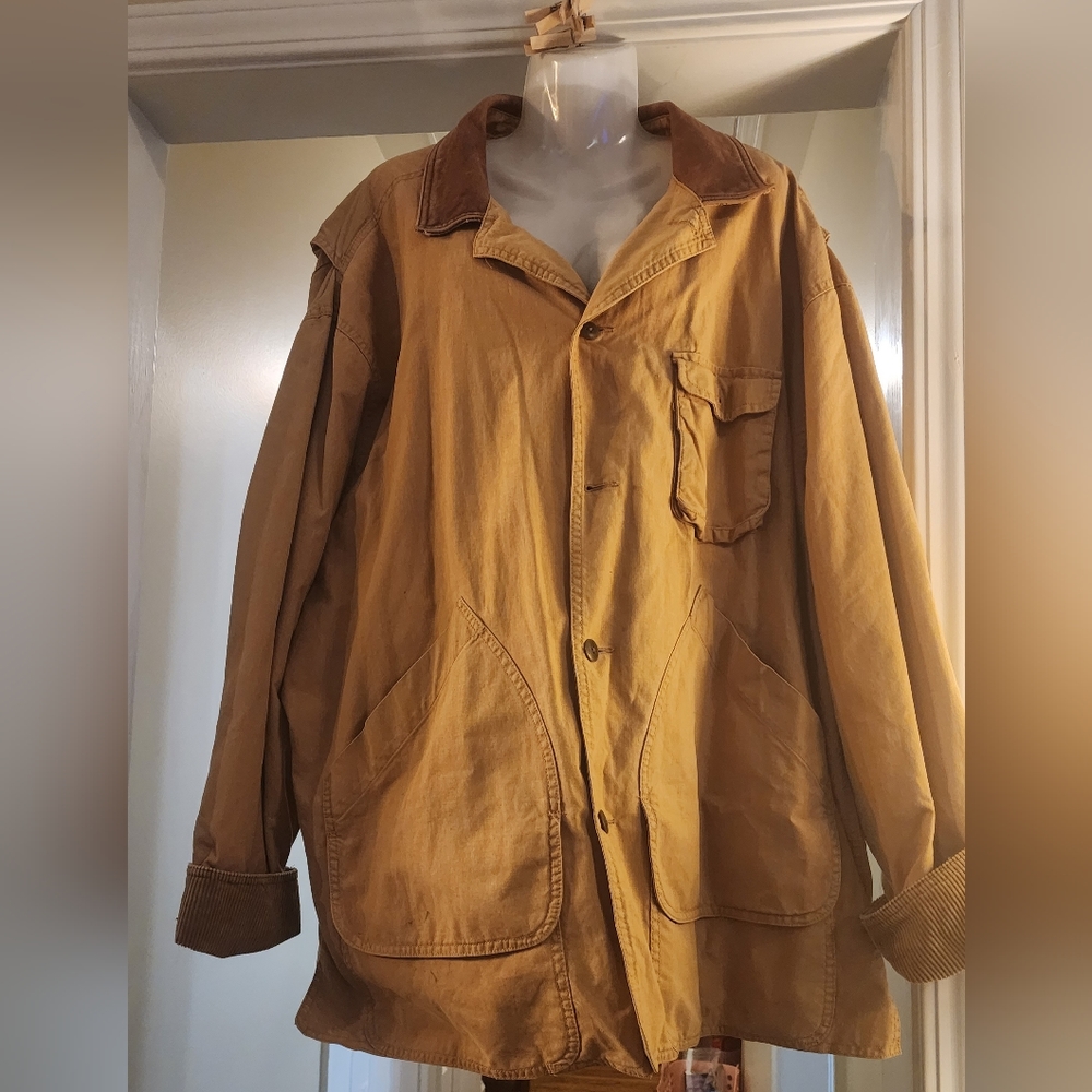 Vintage 90's Banana Republic Barn Leather Collar Jacket, Khaki, Size XL